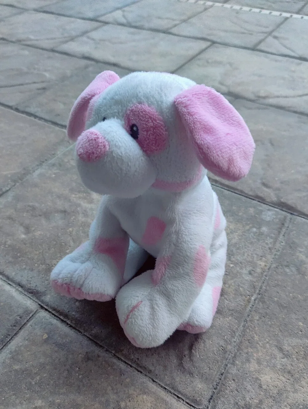 Ty Pink & White Plush Puppy Baby